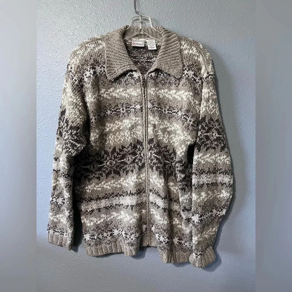 VINTAGE Hasting & Smith Knit Cardigan Women’s Sz LG Wool Blend Full Zip EUC.